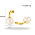 French vintage style gold C-shape twist earrings with white round pearl pendants - ER-1266 Gold Round Pearl Hook