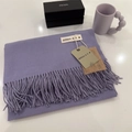 Purple cashmere-feel scarf with fringes and 'WARMTH' tag on a white surface - 200x68cm / Light Purple