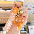 Orangefarbener Heißluftballon Schlüsselanhänger mit Glitzer, Glocke und Bubble Armband - Orange