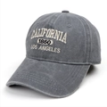 Detail of California 1850 embroidery on washed grey denim baseball cap for women - Gray