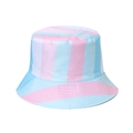 Cappello da pescatore a righe arcobaleno da donna in cotone rosa e blu per il sole - Righe Rosa Blu Bianco (A)