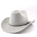 Classic grey faux suede western cowboy hat with braided band and tassel trim details - M (56-58cm) / Light Gray