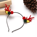 Christmas reindeer antler headband with festive red and green pompoms on white background - Red Green Ball Antlers Red