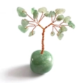 Handmade green crystal money tree with copper wire on a polished stone base ornament - Green Aventurine Tree + Green Base