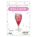 Pink and red wine glass foil balloon with Here's to us heart design for wedding decor - Valentine's Day Wine Glass / 44x101cm / Pink/Red