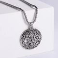 Collar colgante árbol de la vida vikingo nórdico clásico de acero inoxidable para hombre - Colgante con Cadena / Color Acero