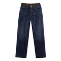 Pantaloni in denim blu scuro con vita effetto pelle marrone in stile cargo vintage - XS / Pants