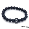 8mm black lava stone bead bracelet with letter K stainless steel charm for men - Letter K Style (KB122533-Z) / 8mm
