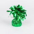 Green metallic foil balloon weight with decorative fringe for party celebrations - Green
