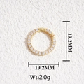 Detail view of 19.2mm round brass lobster clasp with 18K gold finish and CZ pavé setting - Gold Full Zirconia Round Clasp