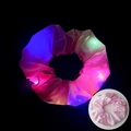 Pink LED scrunchie with glowing multicolor light effect for night hair accessories - Glowing Light Pink