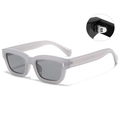 Lunettes de soleil carrées gris clair translucide avec verres teintés gris foncé - Monture Grise / Verres Gris-Noir