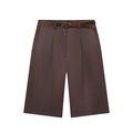 Dettaglio di pantaloncini larghi marroni scuri con cintura coordinata motivo coccodrillo - XS / caffè