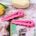 Pink glossy wave shaped seamless hair clips made of metal for hair styling - Rose Red