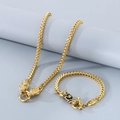 Conjunto de collar y pulsera estilo punk de acero inoxidable dorado con cadena de dragón - Estilo A / Dorado