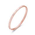 Elegant rose gold titanium steel bracelet with rectangular crystals and hinged closure - 4mm / Rose Gold
