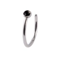Zilveren C-vormige roestvrijstalen neusring met zwarte edelsteen en gladde metalen kogel - 0.8x7mm / Zilver Met Zwarte Zirconia