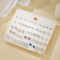 Lot de 20 paires de boucles d'oreilles argentées avec perles et strass en cristal - E1945-1