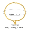 Detail of gold ball pendant necklace showing 46cm chain length and 1.1cm bead diameter - Matte Ball Pendant Figaro Chain (KN0121)