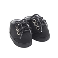 Miniatur Puppenschuhe in Schwarz mit silbernen Ösen und Schnürsenkeln für Stoffpuppen - Schwarz