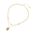 Collar de doble capa dorado con mano de Hamsa y colgantes de ojos coloridos - Estilo de Mano de Fátima de Doble Capa (1#)