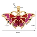 Bunter Schmetterlingsanhänger mit roter Emaille und farbigen Zirkonia in Gold-Optik - Bunter Edelstein Besetzter Schmetterling