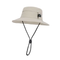 Beige quick-dry sun hat with wide brim, chin strap, and built-in compass for fishing - Beige