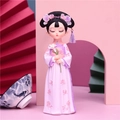 Hanfu girl figurine in pink and purple ancient dress holding white flower ornament - -27 Medium Holding Flower