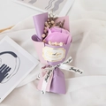 Single purple soap rose bouquet with dried flowers in elegant pink and purple gift wrap - Purple Rose