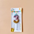 Balloon-style number 3 candle with blue purple and gold galaxy gradient finish - Number 3 / Green Pink Gold Gradient