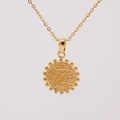 18K gold-plated stainless steel necklace with a beaded round letter Z pendant - Z (With Chain)