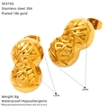 Detailed size specifications of peanut-shaped 18k gold-plated stainless steel earrings - Peanut Shape (SE474G)