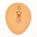 Piercing ombelico dorato in acciaio inossidabile con pendente lettera G e zirconi chiari - Lettera G (Z-250) / Argento