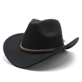 Chapeau de cowboy classique en feutre noir avec bande en cuir clouté et bord incurvé - M (56-58cm) / Noir