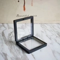 Black square jewelry box with transparent film window for earrings and necklaces - 7*7cm / PE Film Floating Box Black