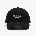 Black cotton baseball cap with white BEAR embroidery and adjustable soft top curve brim - Adjustable / Black