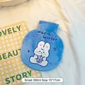 Blue plush 350ml water bag with cartoon rabbit and warm winter text embroidery - 350ml / Small Blue Milk Tea Rabbit