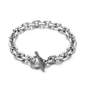 Minimalistisches Edelstahl-Gliederkettenarmband in Silber mit klassischem OT-Knebelverschluss - 8mm Geschliffener Stil (KB151480-Z) / Silber