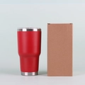 Red 30oz stainless steel insulated tumbler with lid and matching cardboard box - Red
