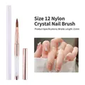Size 12 nylon acrylic nail brush with rose gold metal tube and sparkling crystal handle - Size 12 (21mm)