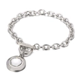 Bracciale a catena argento con chiusura a T e ciondolo circolare in cristallo - Stile Catena Argento Strass Bianco (KB162163-Z)