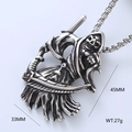 Gothic grim reaper scythe skeleton pendant in stainless steel with box chain for men - Death Skull