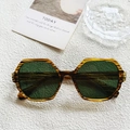 Lunettes de soleil polygonales oversize avec monture écaille et verres foncés rétro - Rayé jaune Verre vert