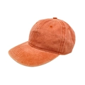 Vintage orange washed cotton baseball cap with a distressed retro style on white background - Orange