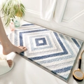Tappetino da bagno in peluche a rombi blu e bianchi con texture antiscivolo per casa - 40*60cm / Eco - Blu