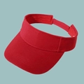 Detailed close-up of red cotton twill sun visor showing stitch texture and fabric quality - Adjustable / Red