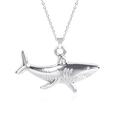 Detailed close-up of a silver shark pendant with realistic gills and fins on a chain - Steel Color Pendant with Necklace