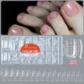 Size chart for 160-piece clear crystal nail extension molds in 16 various sizes - Toenail Extension Style (05) / 160-Piece Pack / Clear