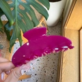 Y2K style large dark purple jelly acetate hair claw clip for thick hair held by hand - Deep Pink
