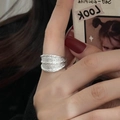 Irregular vintage 925 sterling silver multilayer wrapped ring with textured finish - J3591 Vintage Frosted Winding